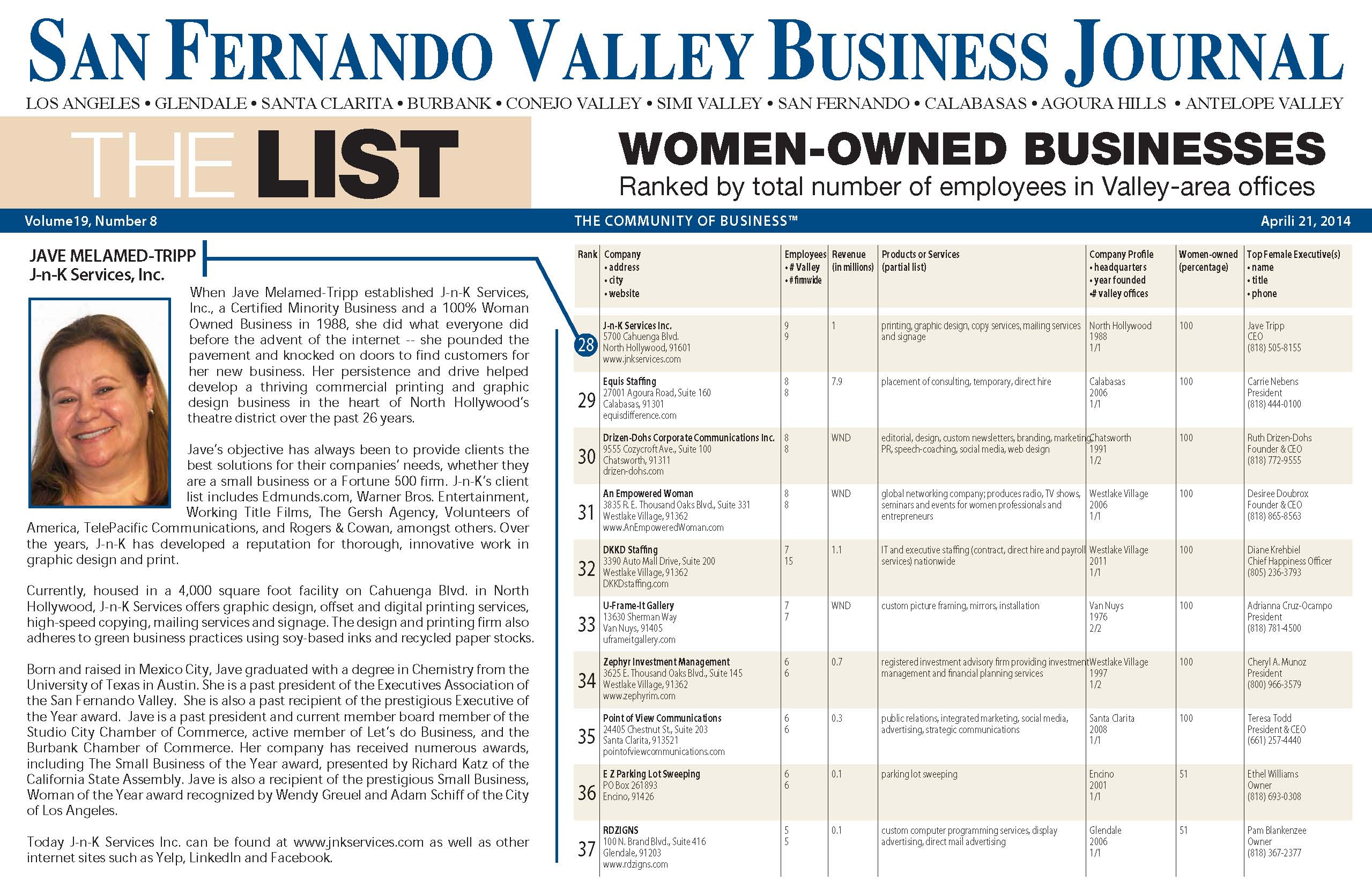 san fernando valley business journal jave